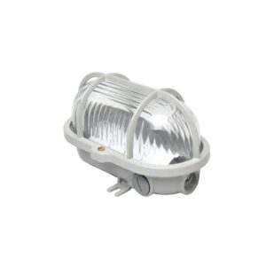 Fanal ovalado claro blindado 100W E27 con rejilla metálica simple