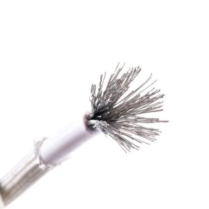 Cable silicona con fibra de vidrio estañado 1x2.5mm2, 500V 180°C, blanco, x rollo