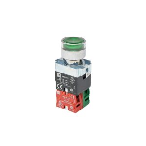 Pulsador luminoso rasante verde 22mm 240VAC NA+NC