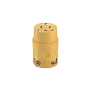 Tomacorriente aéreo plano 2x15A+T 125/250V NEMA 5-15R PVC amarillo
