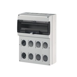 Caja combinada p/8 tomacorrientes p/empotrar inclinada 16-32A 24 DIN Domino