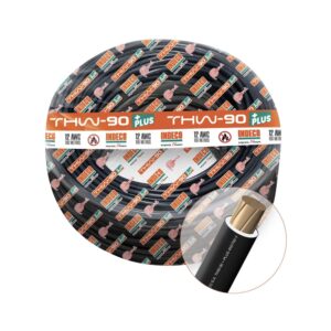Cable THW-90+Plus 12AWG 750V aislamiento PVC negro, clase 2, x rollo